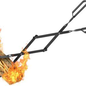 Long Fireplace Tools Campfire Accessories Tongs and Log Grabber(1 Set)